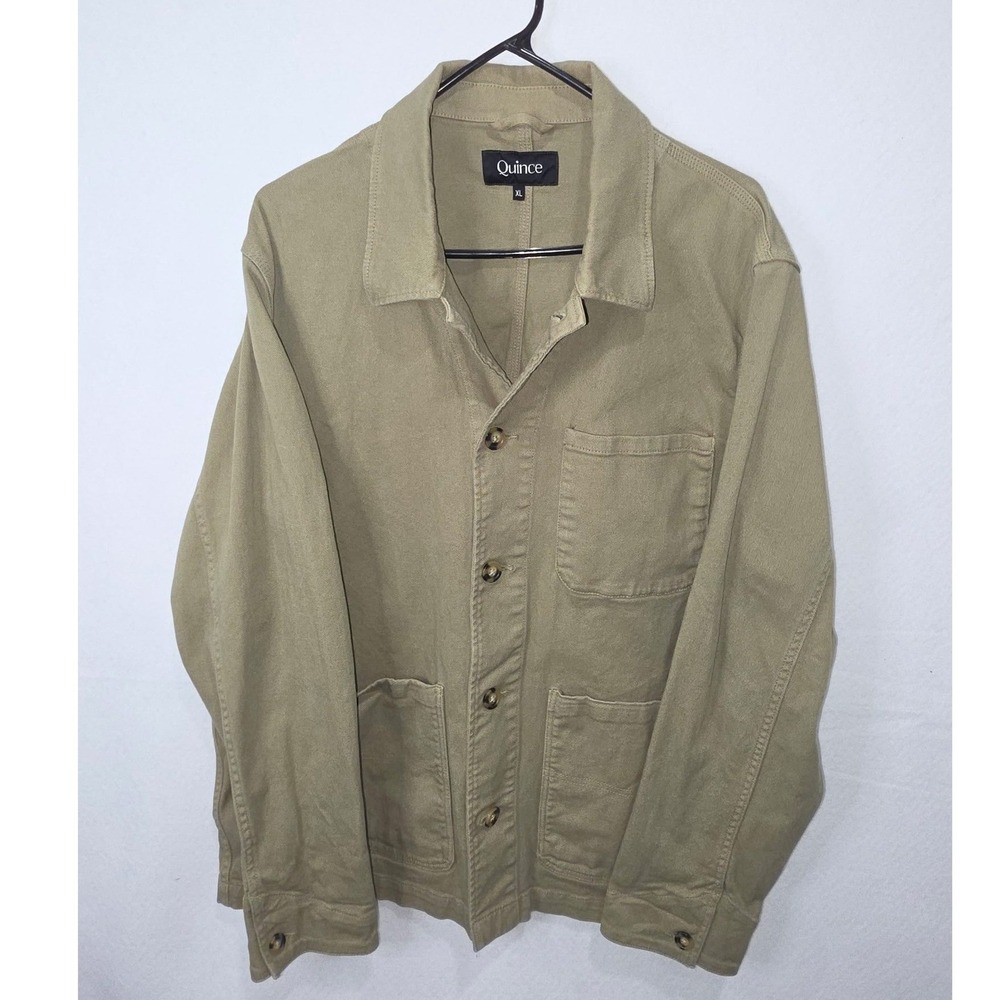 Quince Mens Organic Cotton Stretch Chore Coat Olive Green XL